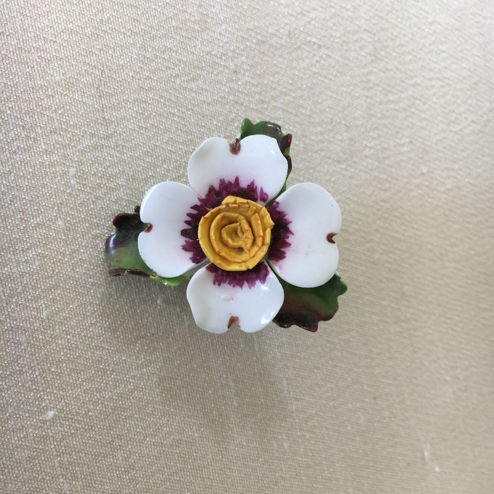 Vintage Cara Staffordshire Porcelain Flower Pin